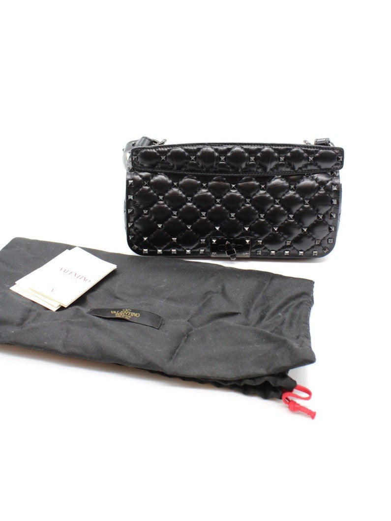 Borsa A Spalla Valentino Rockstud Spike In Pelle Nera