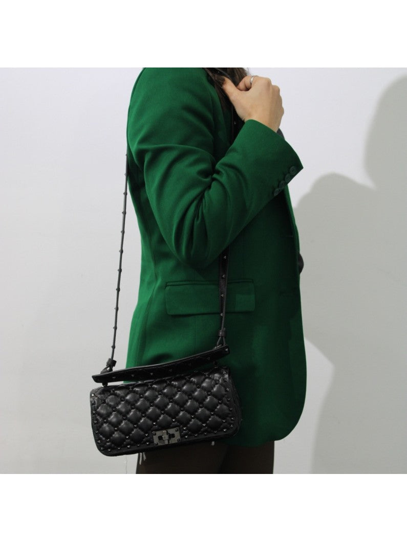 Borsa A Spalla Valentino Rockstud Spike In Pelle Nera