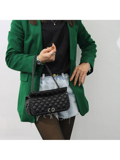Borsa A Spalla Valentino Rockstud Spike In Pelle Nera